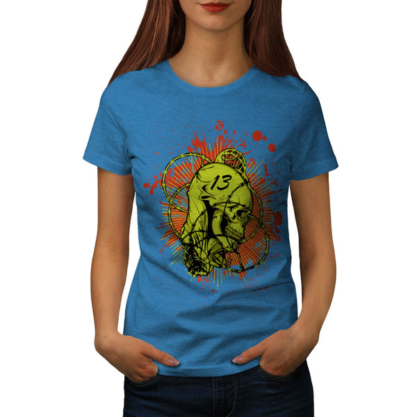 13 Evil Skull Barb Womens T-Shirt