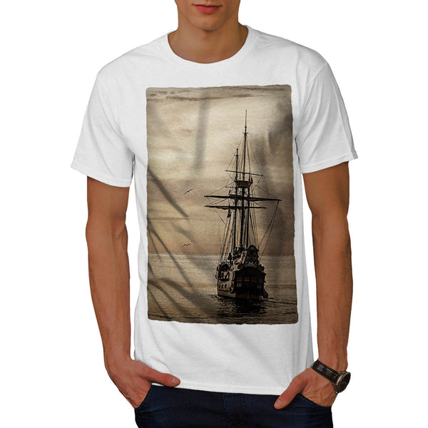 Old Sailboat Panorama Mens T-Shirt