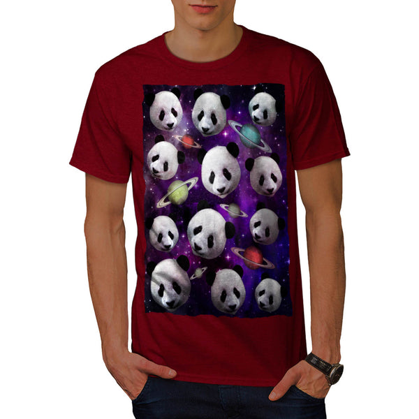 3D Panda Cool Space Mens T-Shirt