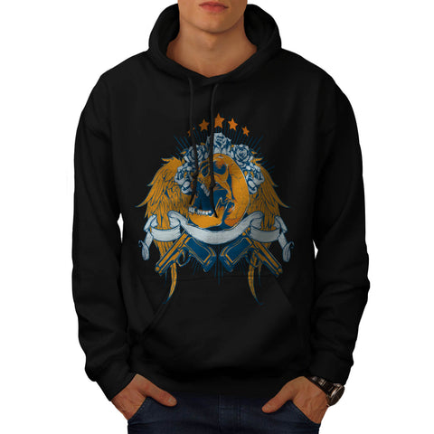 Roses and Guns Rock Mens Hoodie
