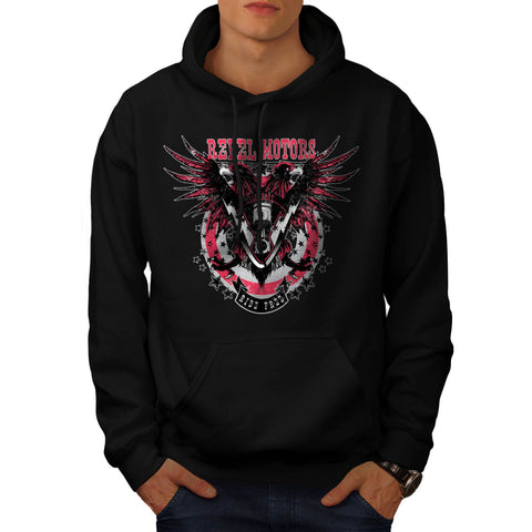 Rebel Motor Eagle Mens Hoodie