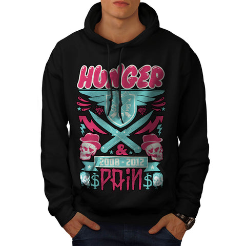 Hunger Pain No Gain Mens Hoodie