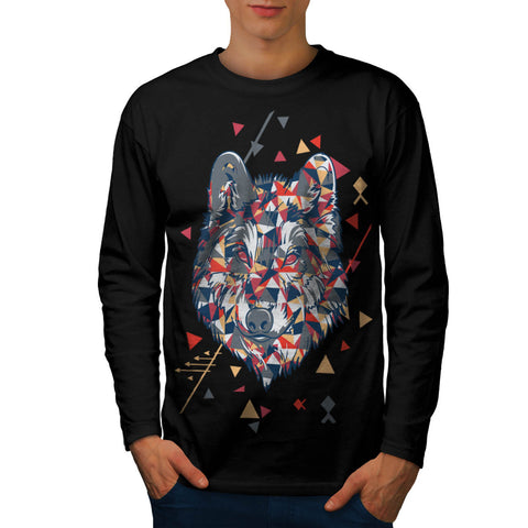 Wolf Animal Head Mens Long Sleeve T-Shirt