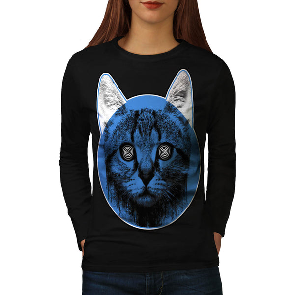 Kitty Cat Eye Swirl Womens Long Sleeve T-Shirt