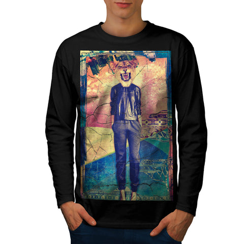 Lion Face Mask Girl Mens Long Sleeve T-Shirt