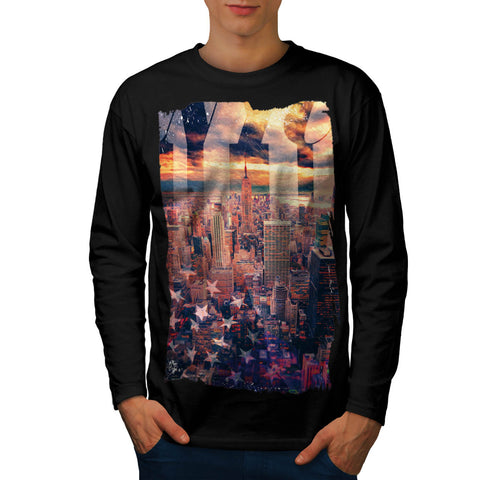 New York Sky Line Mens Long Sleeve T-Shirt