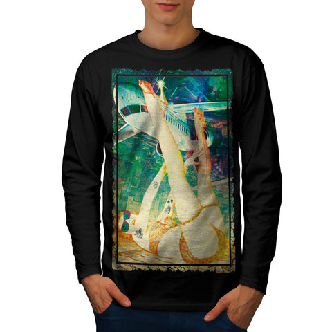 Holiday Plane Chick Mens Long Sleeve T-Shirt