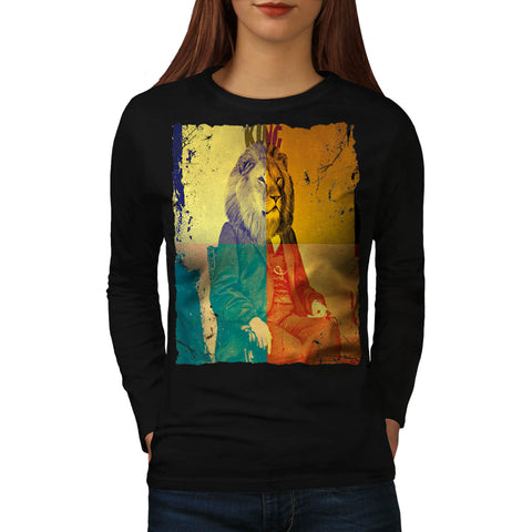 King Of Jungle Lion Womens Long Sleeve T-Shirt