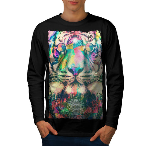 Tiger Party Colour Mens Long Sleeve T-Shirt