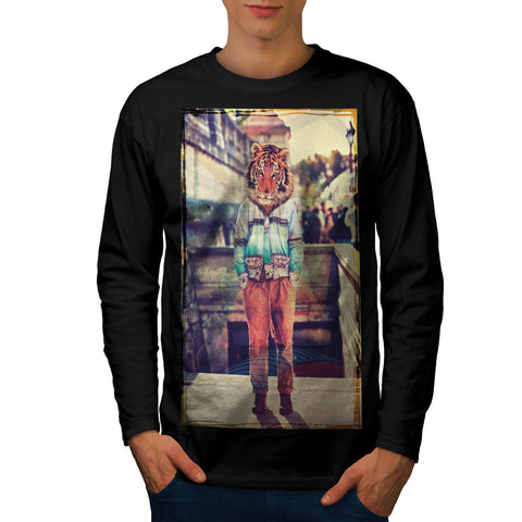 DJ Rave Tiger Mask Mens Long Sleeve T-Shirt