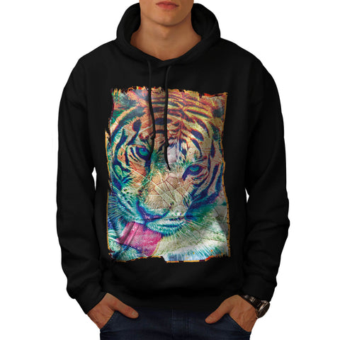 Tiger Big Cat Face Mens Hoodie