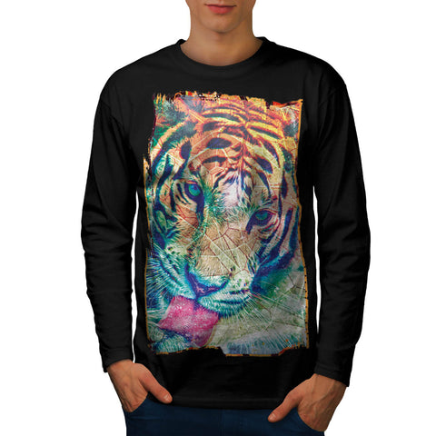 Tiger Big Cat Face Mens Long Sleeve T-Shirt