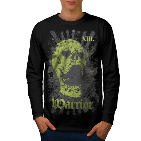 Skull Warrior Head Mens Long Sleeve T-Shirt