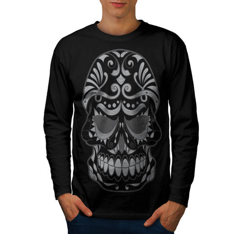 Aztec Skull Face Mens Long Sleeve T-Shirt