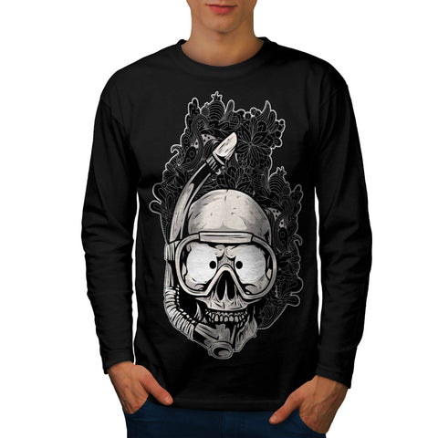 Scuba Skeleton Head Mens Long Sleeve T-Shirt