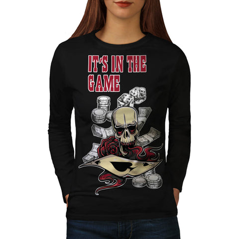 Casino Skull Card Womens Long Sleeve T-Shirt