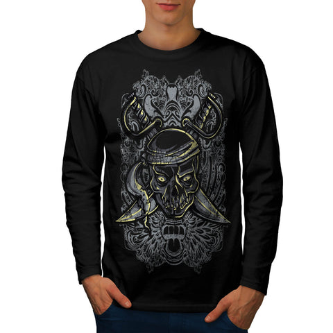 Pirate Skull Ghost Mens Long Sleeve T-Shirt