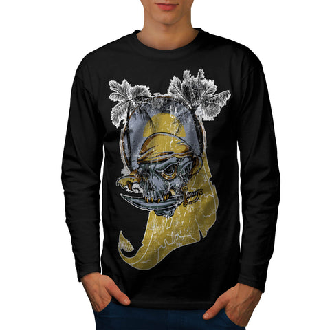 Paradise Death Skull Mens Long Sleeve T-Shirt