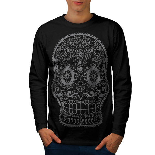 Aztec Print Skull Mens Long Sleeve T-Shirt