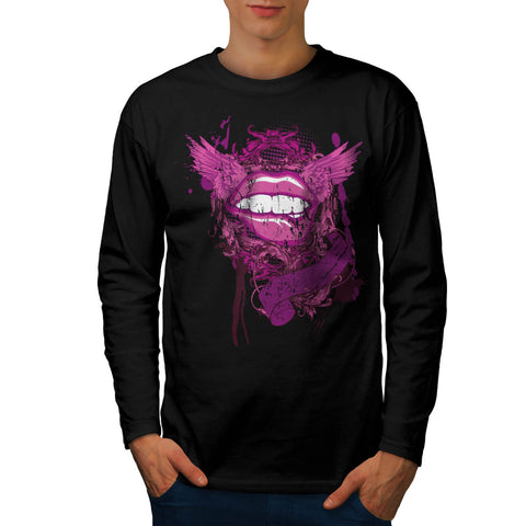 Flying Angel Lips Mens Long Sleeve T-Shirt