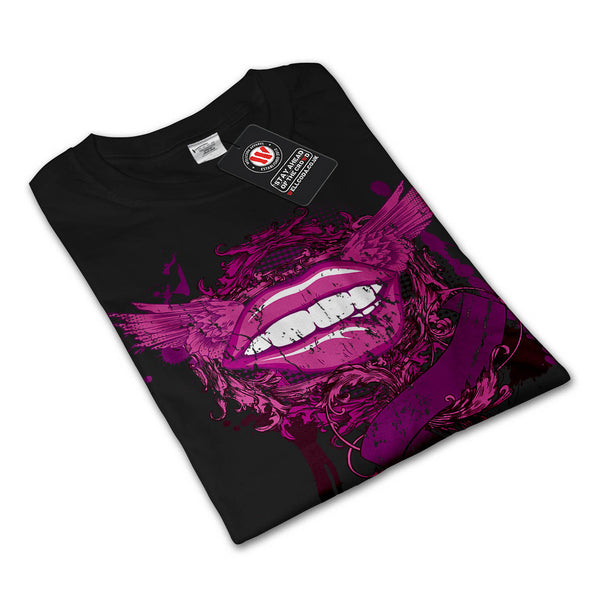 Flying Angel Lips Mens Long Sleeve T-Shirt