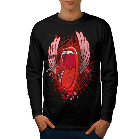 Shout Flying Lips Mens Long Sleeve T-Shirt