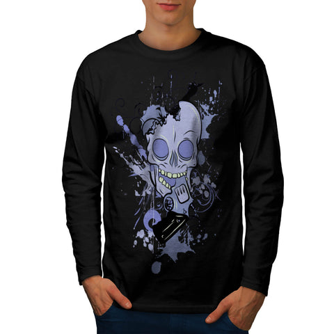 Horror Skull Gun Mens Long Sleeve T-Shirt