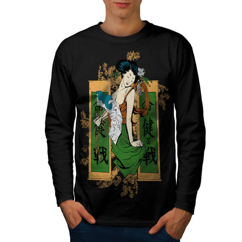 Geisha Lady Japan Mens Long Sleeve T-Shirt
