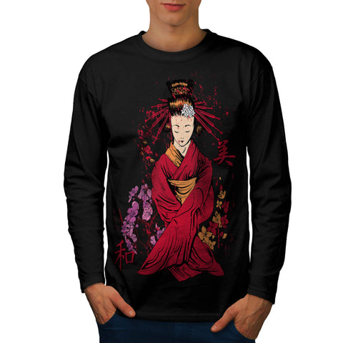 Classic Geisha Doll Mens Long Sleeve T-Shirt