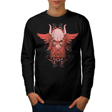 Raging Devil Head Mens Long Sleeve T-Shirt