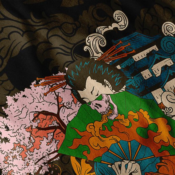 Horror Geisha Skull Mens Long Sleeve T-Shirt