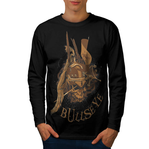 Bullseye Skull War Mens Long Sleeve T-Shirt
