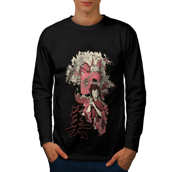 Geisha Japan Girl Mens Long Sleeve T-Shirt