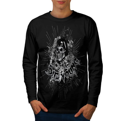 Die Young Fear Skull Mens Long Sleeve T-Shirt