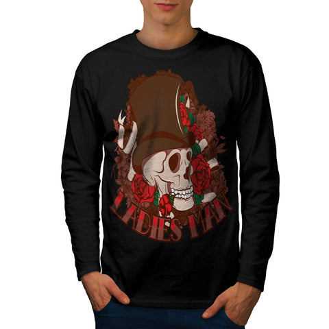 Ladies Man Skull Mens Long Sleeve T-Shirt