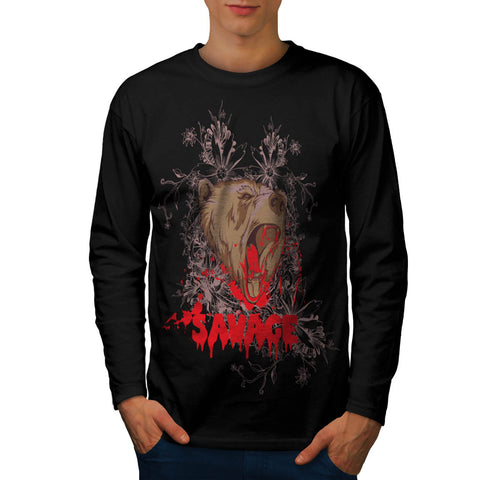 Savage Grizzly Bear Mens Long Sleeve T-Shirt