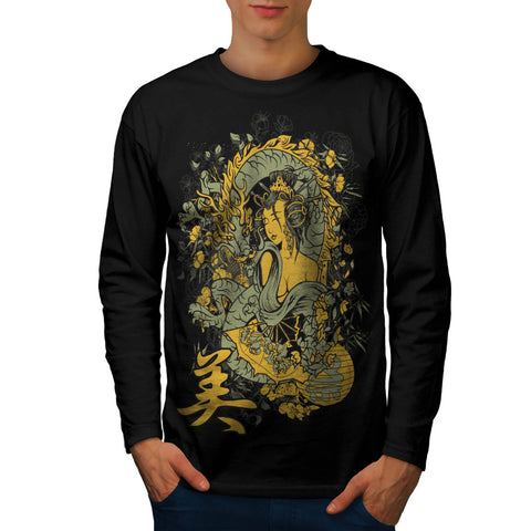 Chinese Dragon Girl Mens Long Sleeve T-Shirt