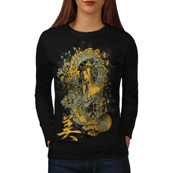 Chinese Dragon Girl Womens Long Sleeve T-Shirt