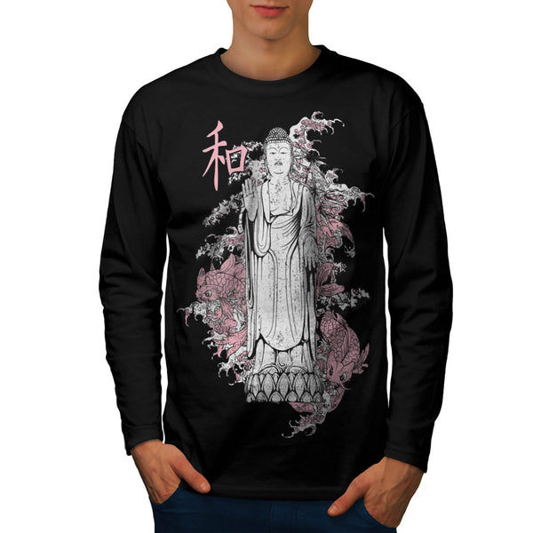 Asian Monk Design Mens Long Sleeve T-Shirt