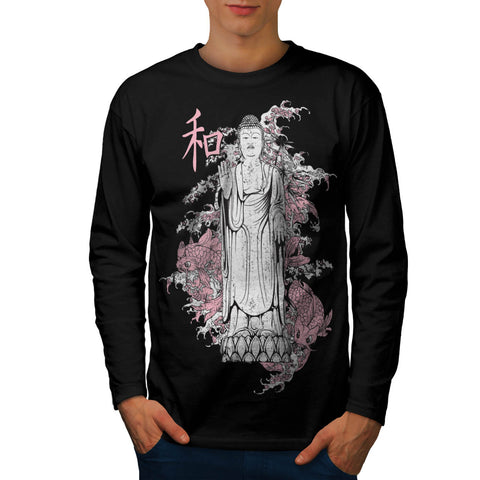 Asian Monk Design Mens Long Sleeve T-Shirt