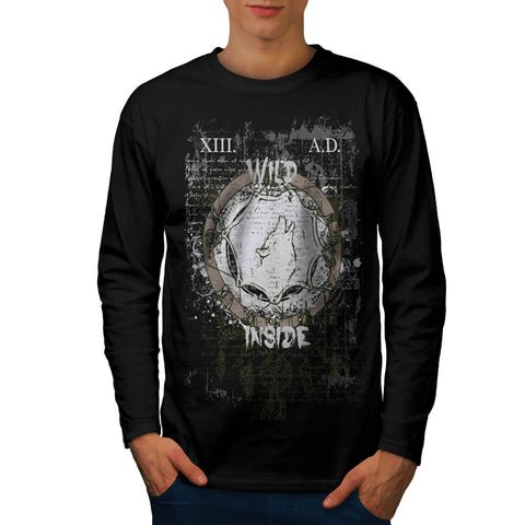 Wild Inside Wolf USA Mens Long Sleeve T-Shirt