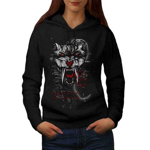 Evil Wild Cat Tiger Womens Hoodie