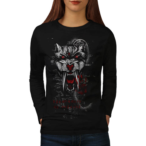 Evil Wild Cat Tiger Womens Long Sleeve T-Shirt