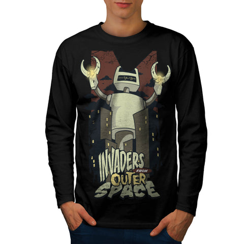 Invaders Outer Space Mens Long Sleeve T-Shirt