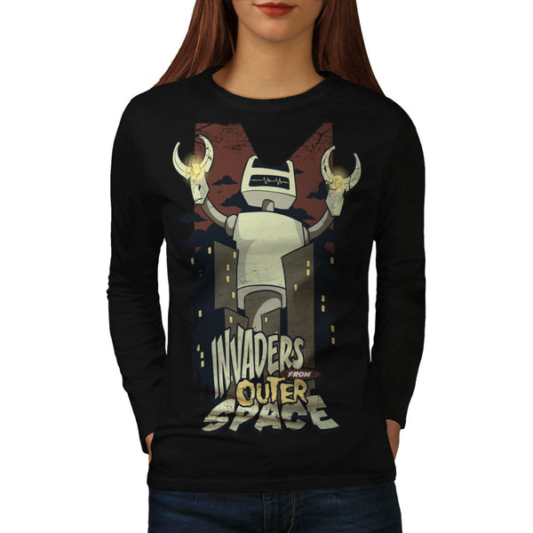 Invaders Outer Space Womens Long Sleeve T-Shirt