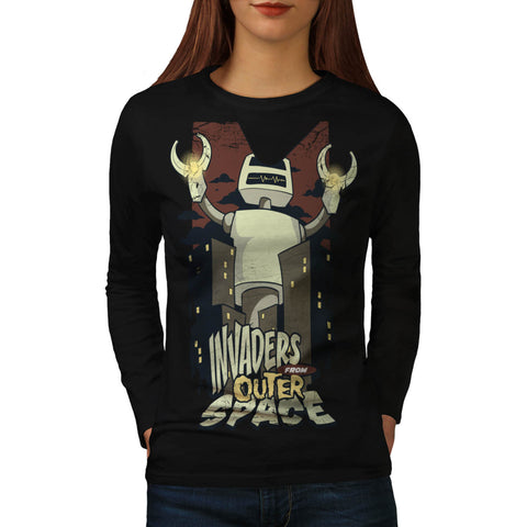 Invaders Outer Space Womens Long Sleeve T-Shirt