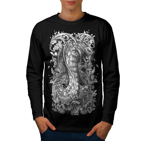 Angry Snake Creature Mens Long Sleeve T-Shirt