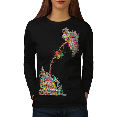 Skeleton Fist Touch Womens Long Sleeve T-Shirt