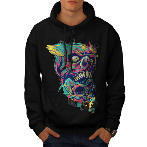 Crazy Party Skull Mens Hoodie