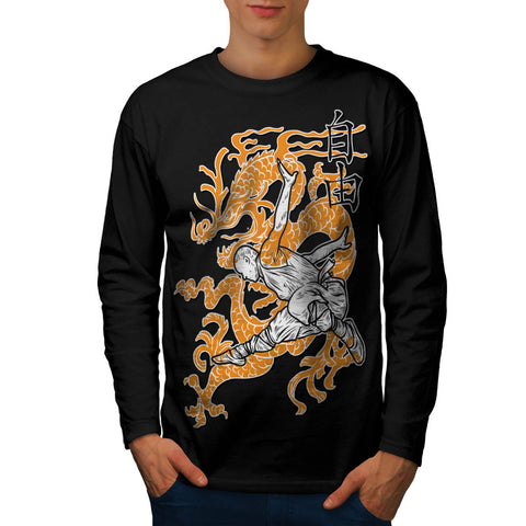 Ninja Dragon Battle Mens Long Sleeve T-Shirt